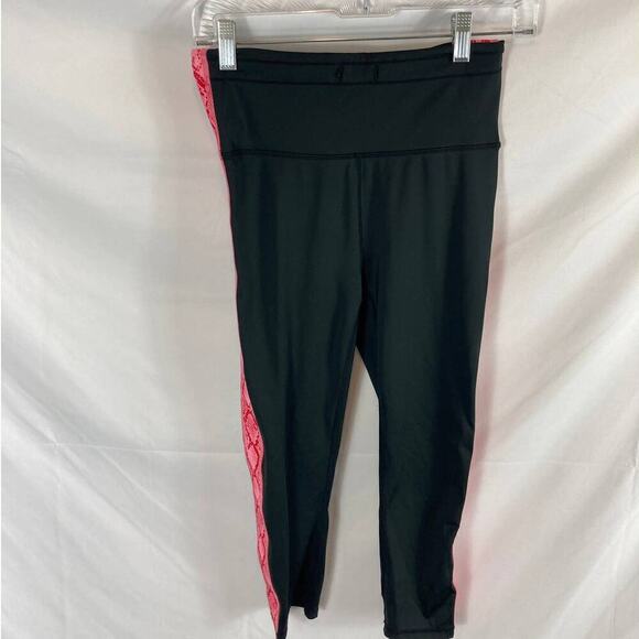 Fabletics High-Waisted Ultracool Side Stripe Crop black/persimmon python small - Picture 2 of 5